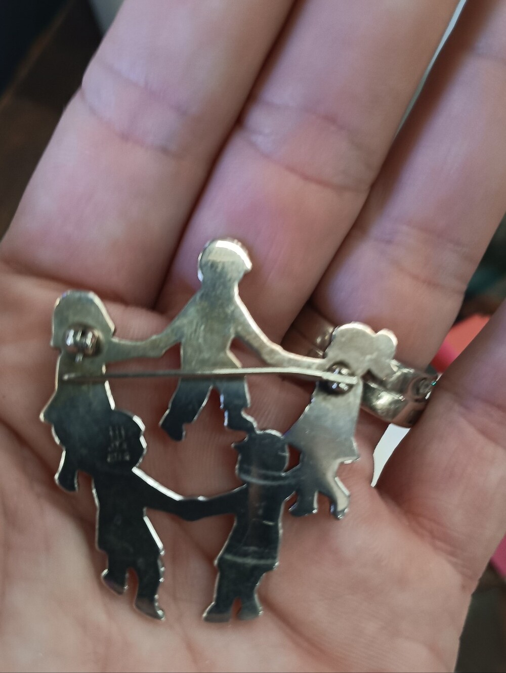 James Avery Silver Dancing Children Circle Pin Approach - Picture 4 of 6